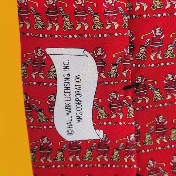 Holiday Traditions Men's Santa Golf Festive Neckties, KISSA - Picture 11 of 11